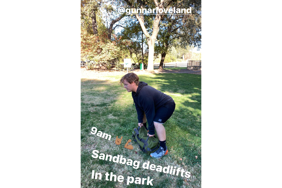 Image of our client Gannar Loveland working out in the park in Chico, CA