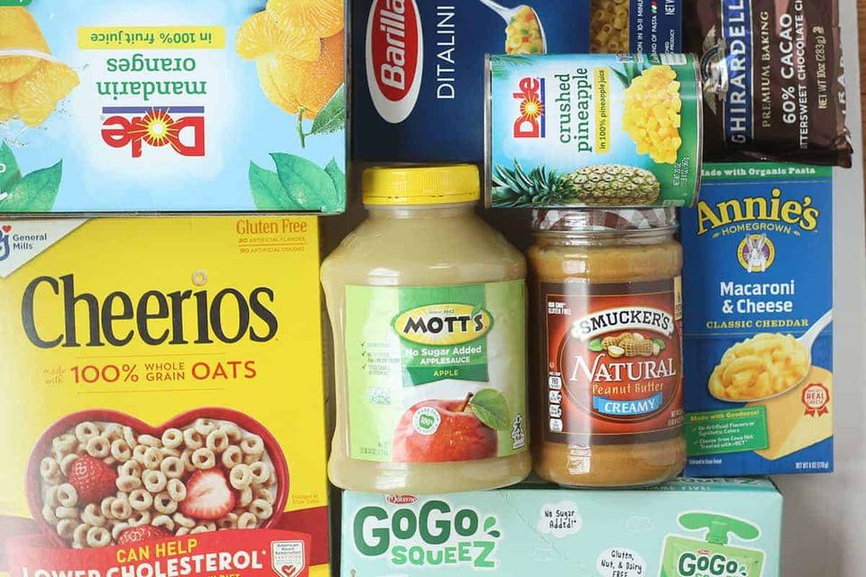 Pantry staples for kids on counter