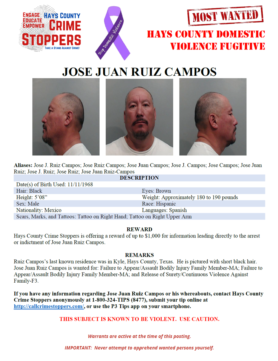 Ruiz campos most wanted poster