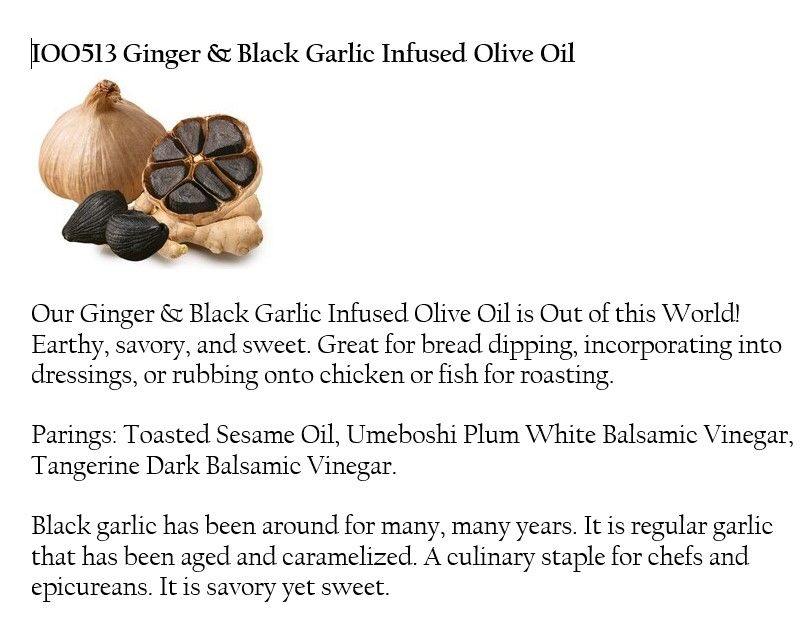 Ginger and black garlic infused