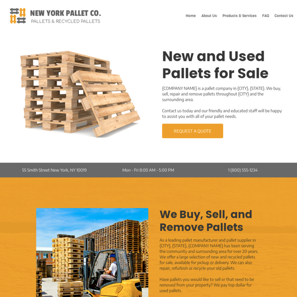 Pallet supplier website design theme