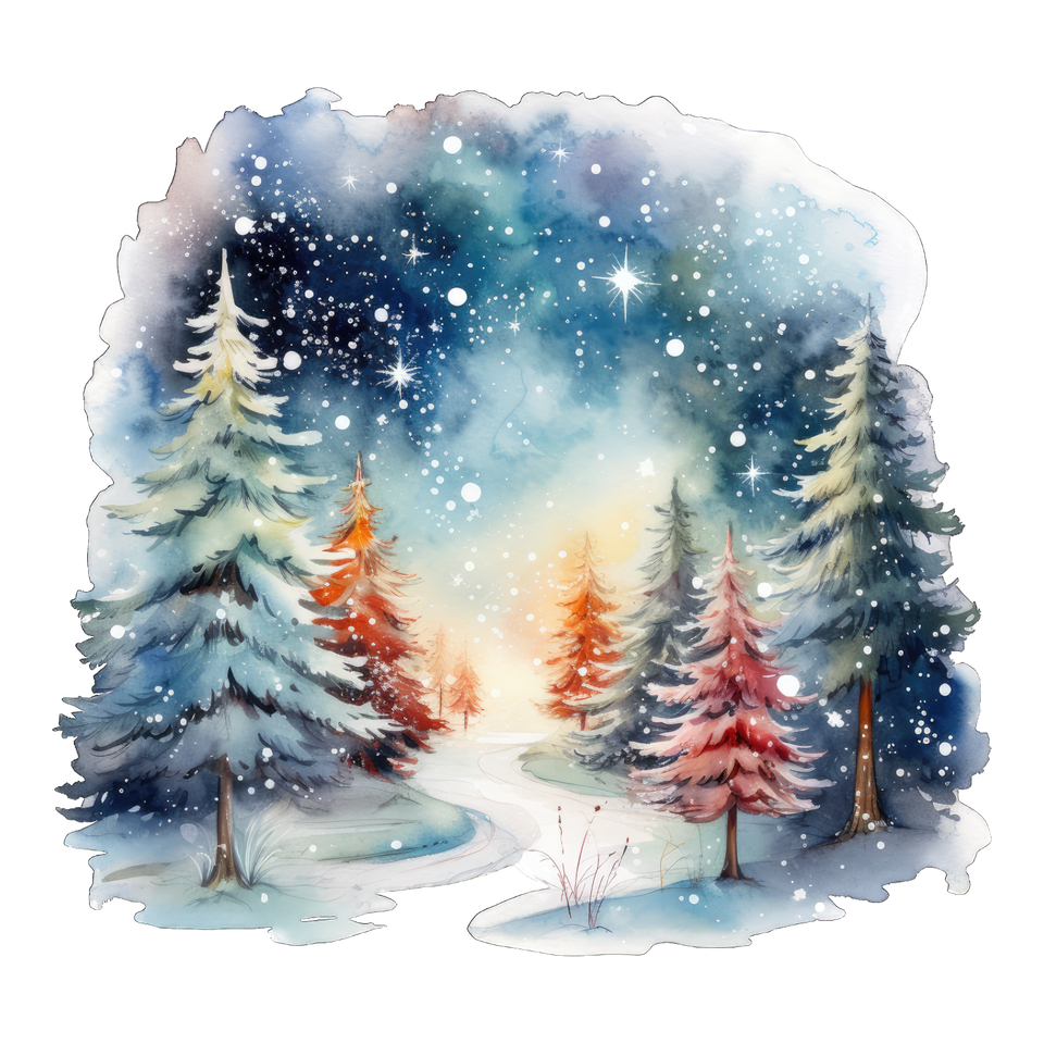 Seasons   christmas forest watercolor 62