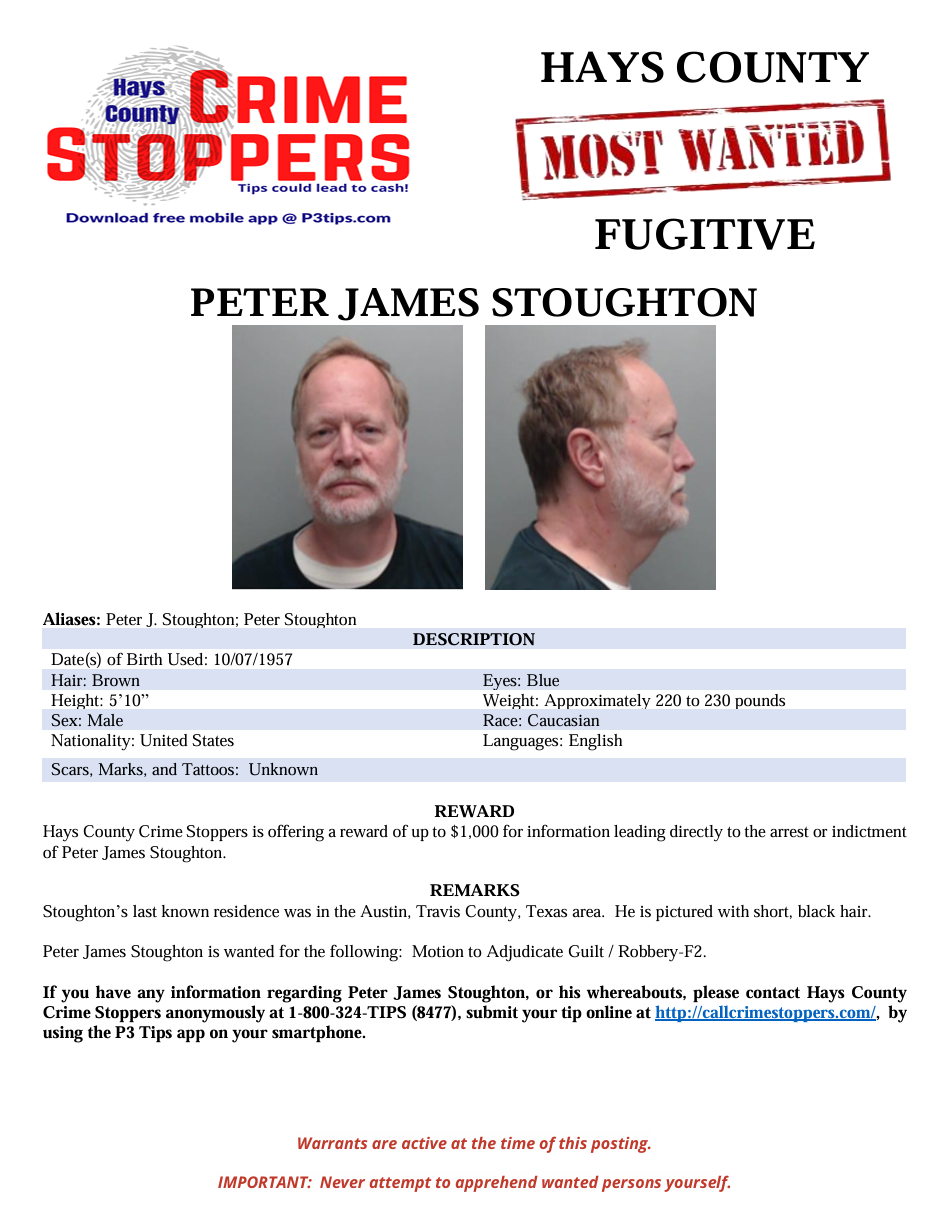 Stoughton most wanted poster