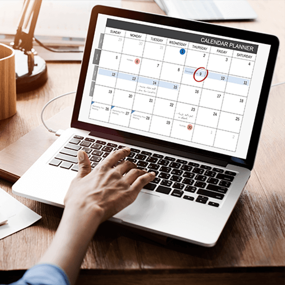 Calendar on laptop