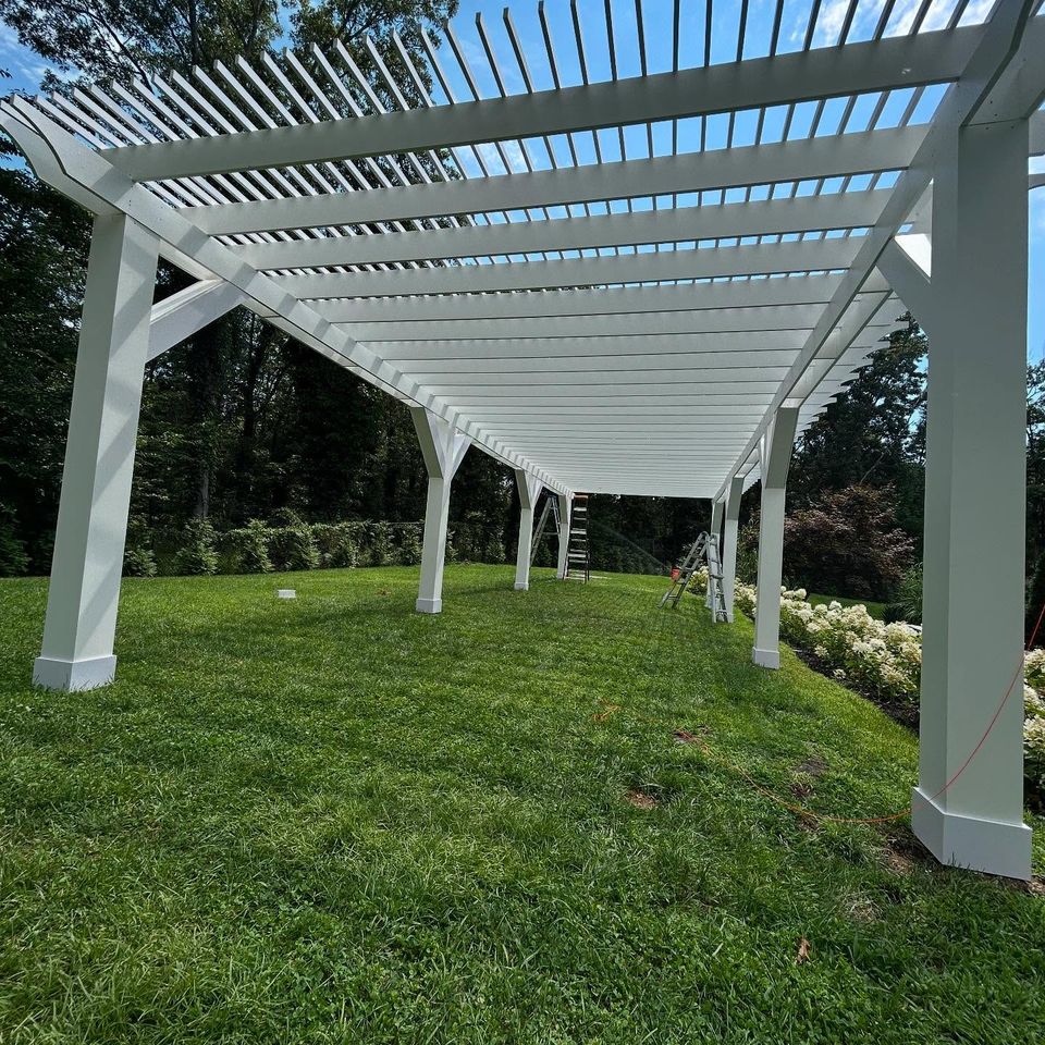 14x44 foot azek pergola done by J.B.T Contracting of Long Island, NY