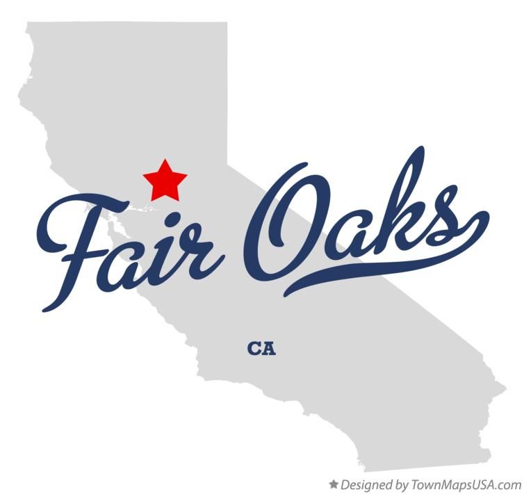 Map graphic showing the location of Fair Oaks, California with a marked star