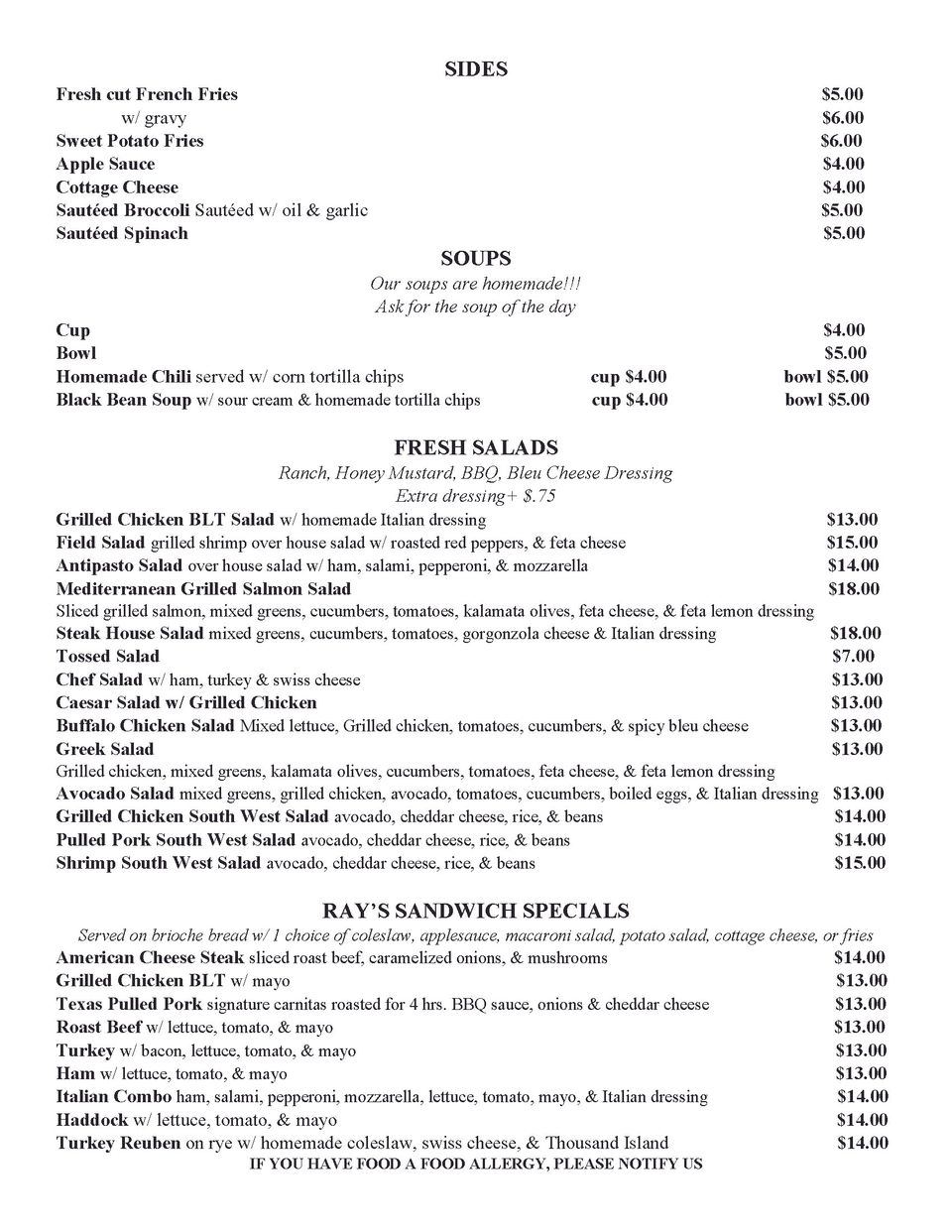 Lunch menu rays  page 2
