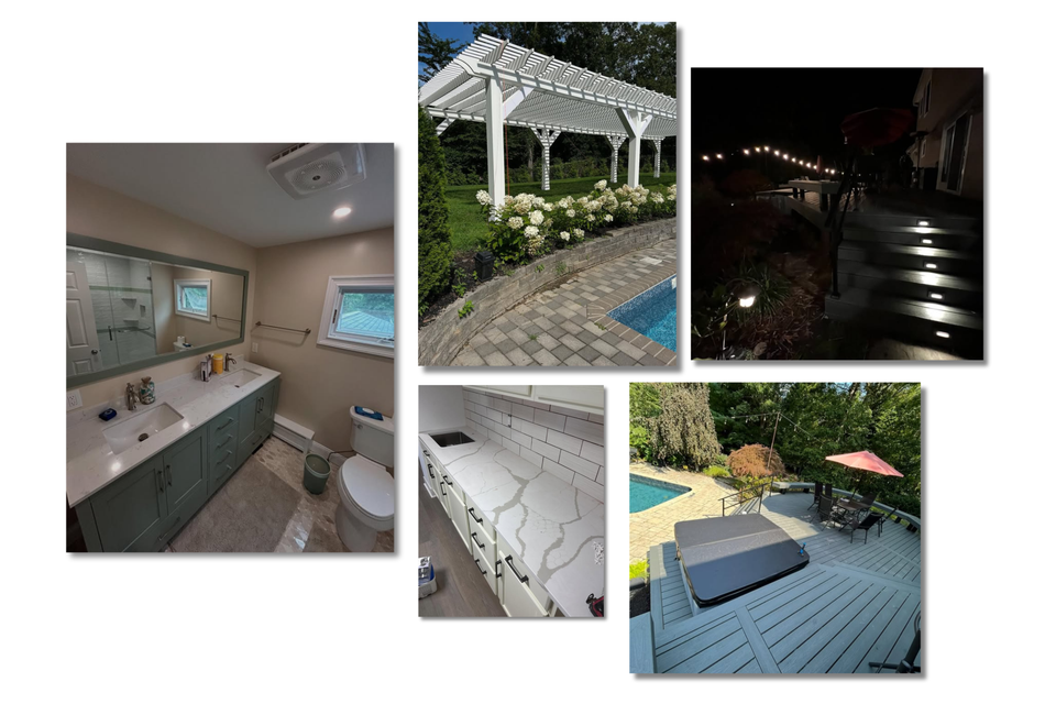 Photo collage of multiple jobs J.B.T Contracting has completed on Long Island, NY
