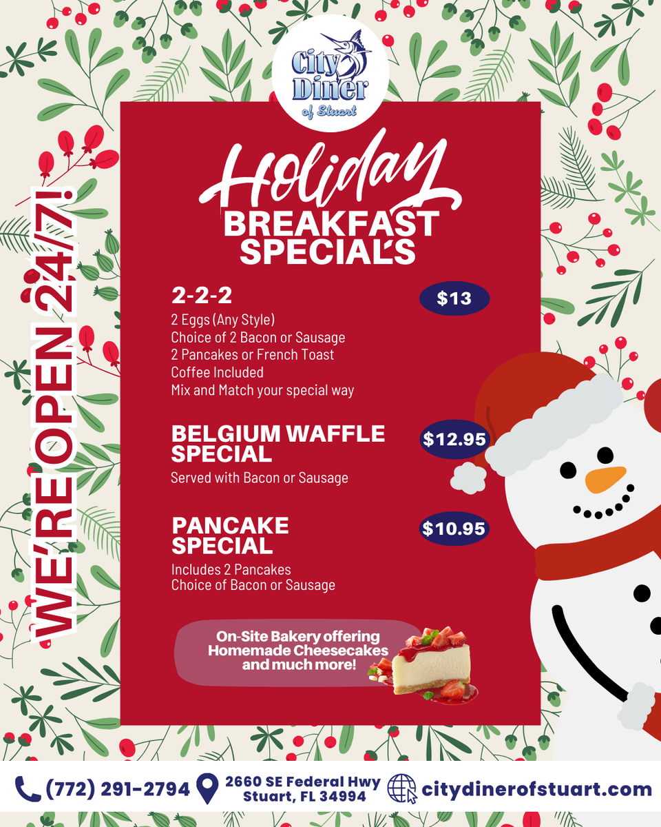 City diner holiday posts 2025