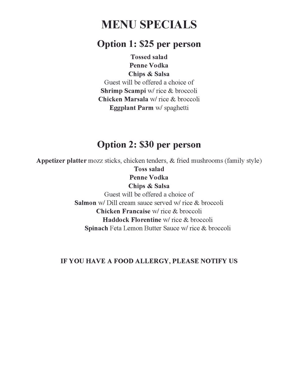 Menu special