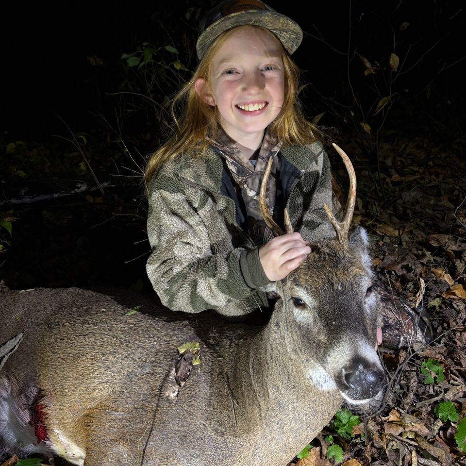 Eleven-year-old Anna Sahd of Washington Boro, PA killed this 5-point buck with her crossbow. 