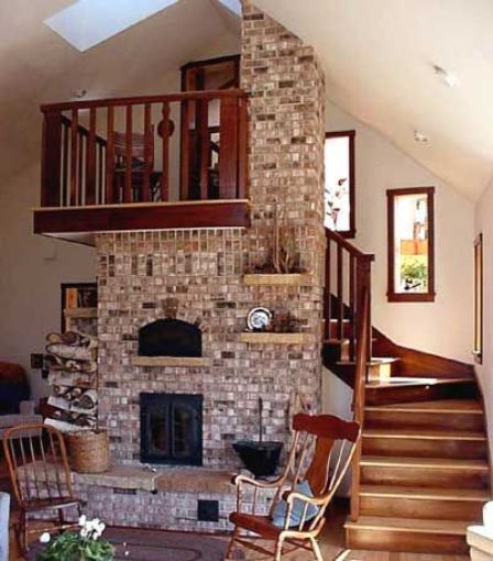 Custom fireplace and stairwell