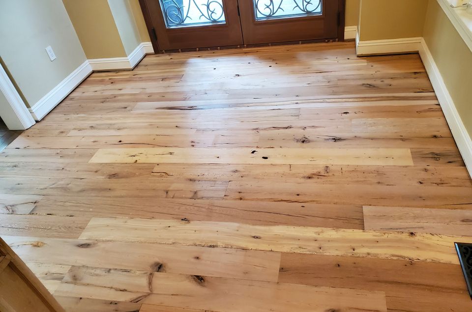 Reclaimed hardwood flooring job, done by Siti Floors of Northeast Ohio