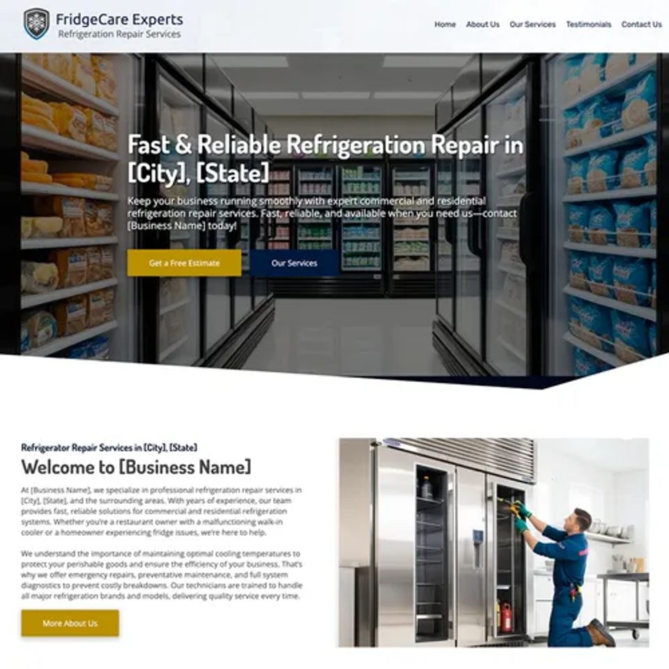 Awf refrigeration repair website design theme original