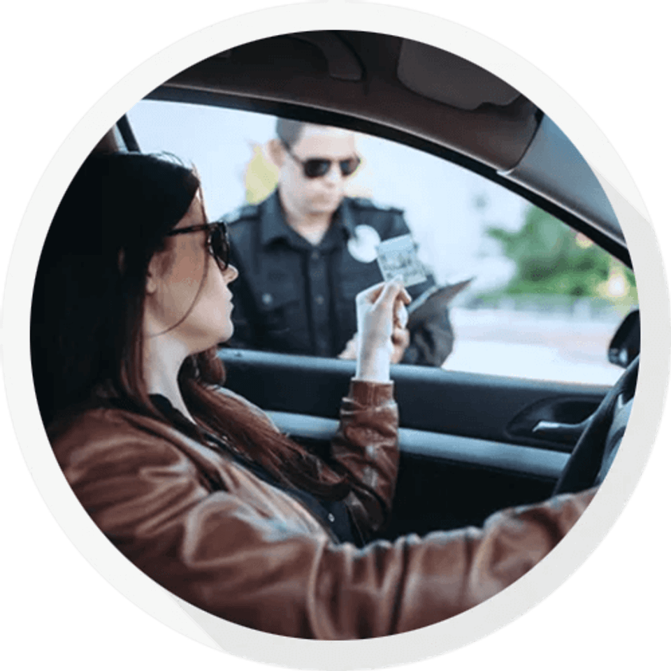 Woman showing police officer license