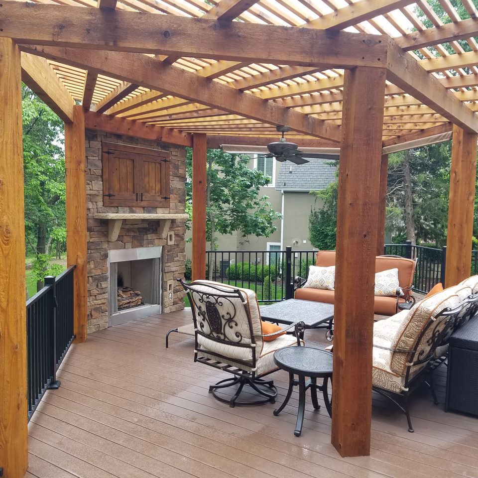 Deck with fireplace