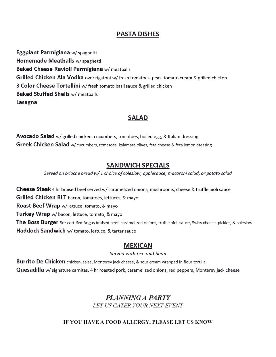Early bird menu  page 2