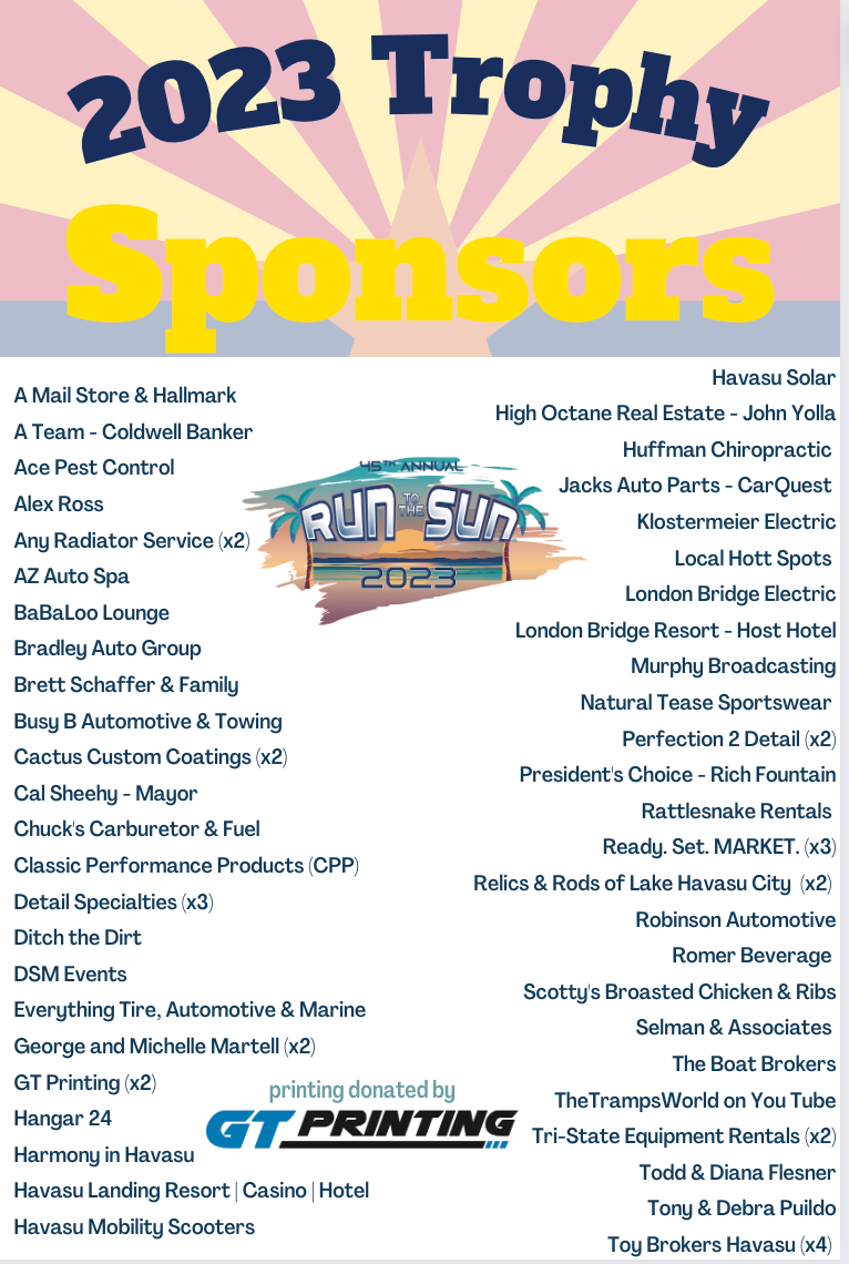 2023 run to the sun trophy sponsors