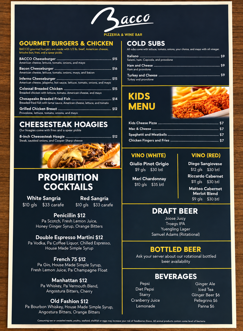 Bacco Pizzeria Mechanicsburg Menu 1