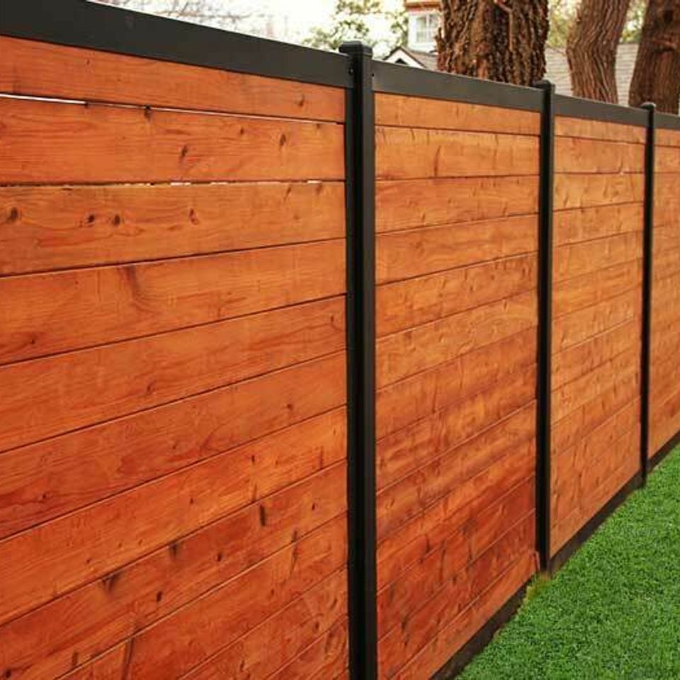 Wood and metal fence