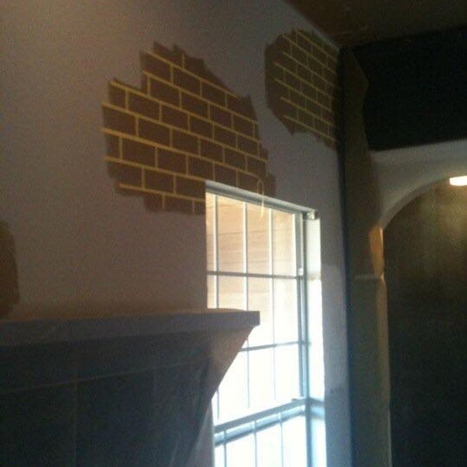 Timeless painting by renee   custom painting   faux finishing   tulsa oklahoma   completed indoor painted faux brick wall 1
