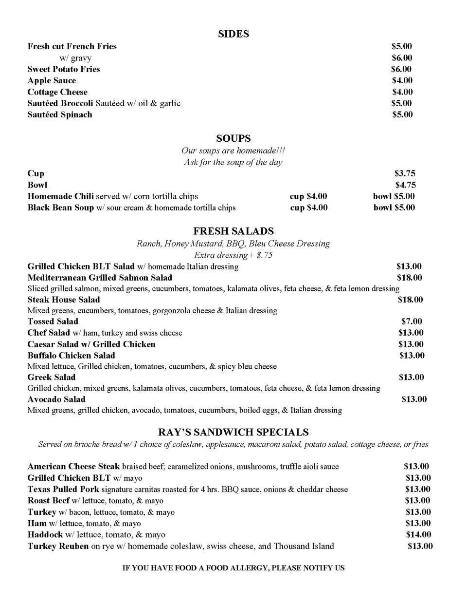 Lunch menu rays  page 2