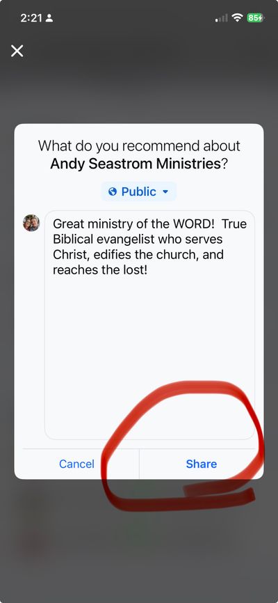 Step 4 screenshot showing the fourth step for leaving a Facebook review on a mobile device