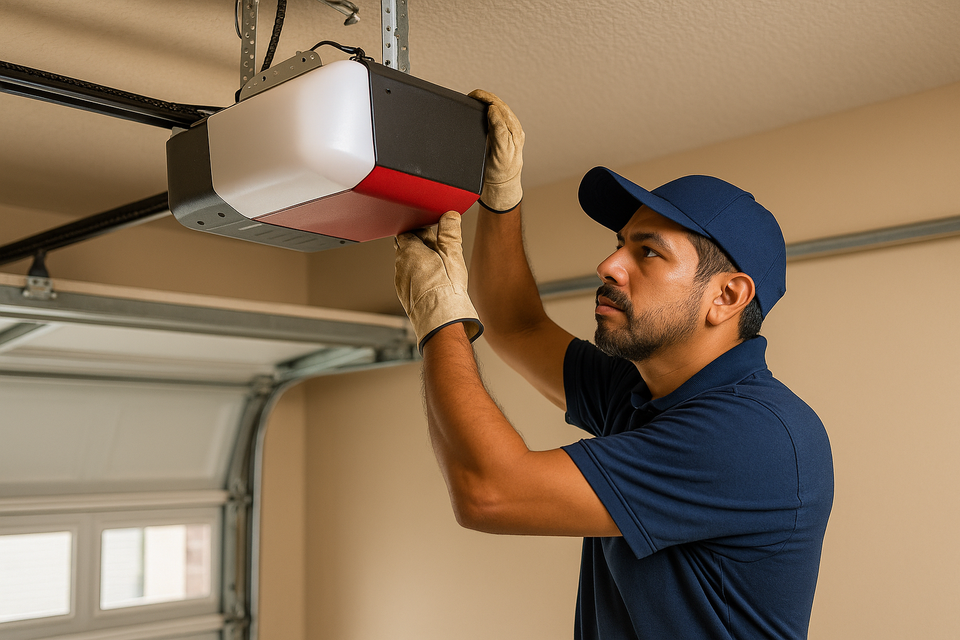 Lara garage door tech installs a garage door opener