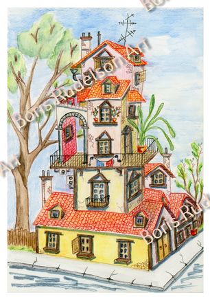 One house with a tree at the left
