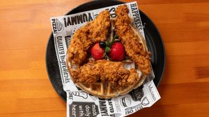 Southern buttermilk chicken and waffles