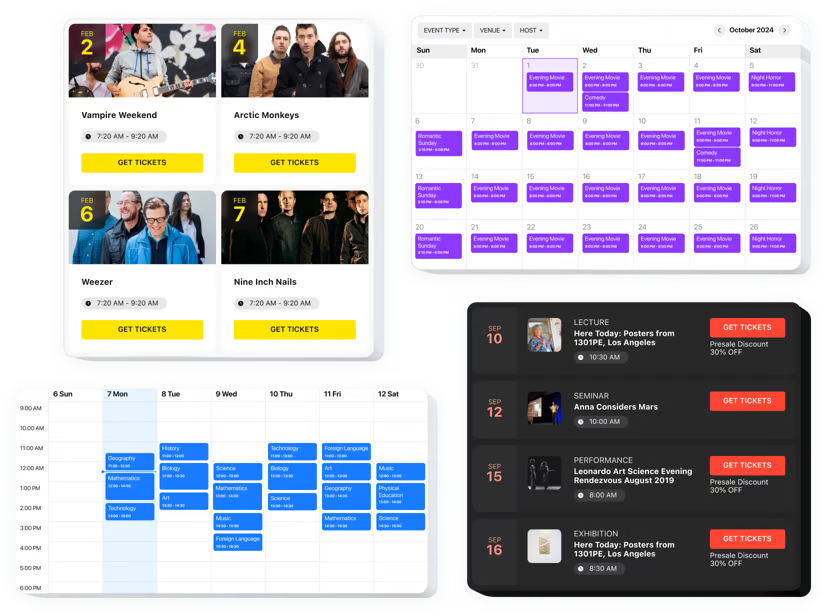 Event calendar webspace launcher