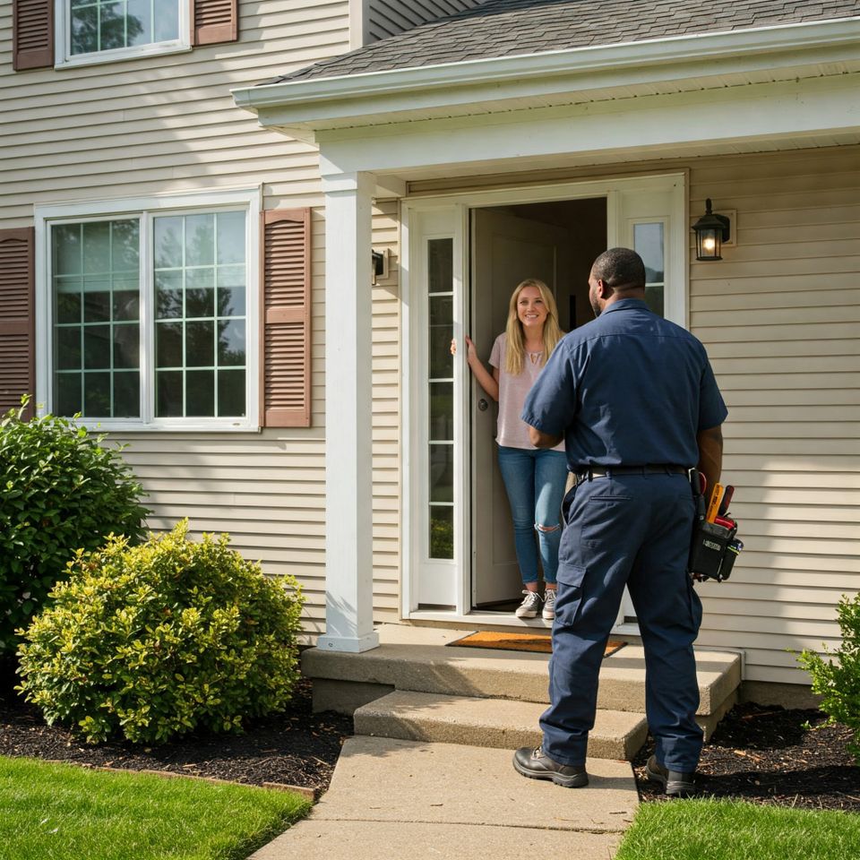 Workman at front door image