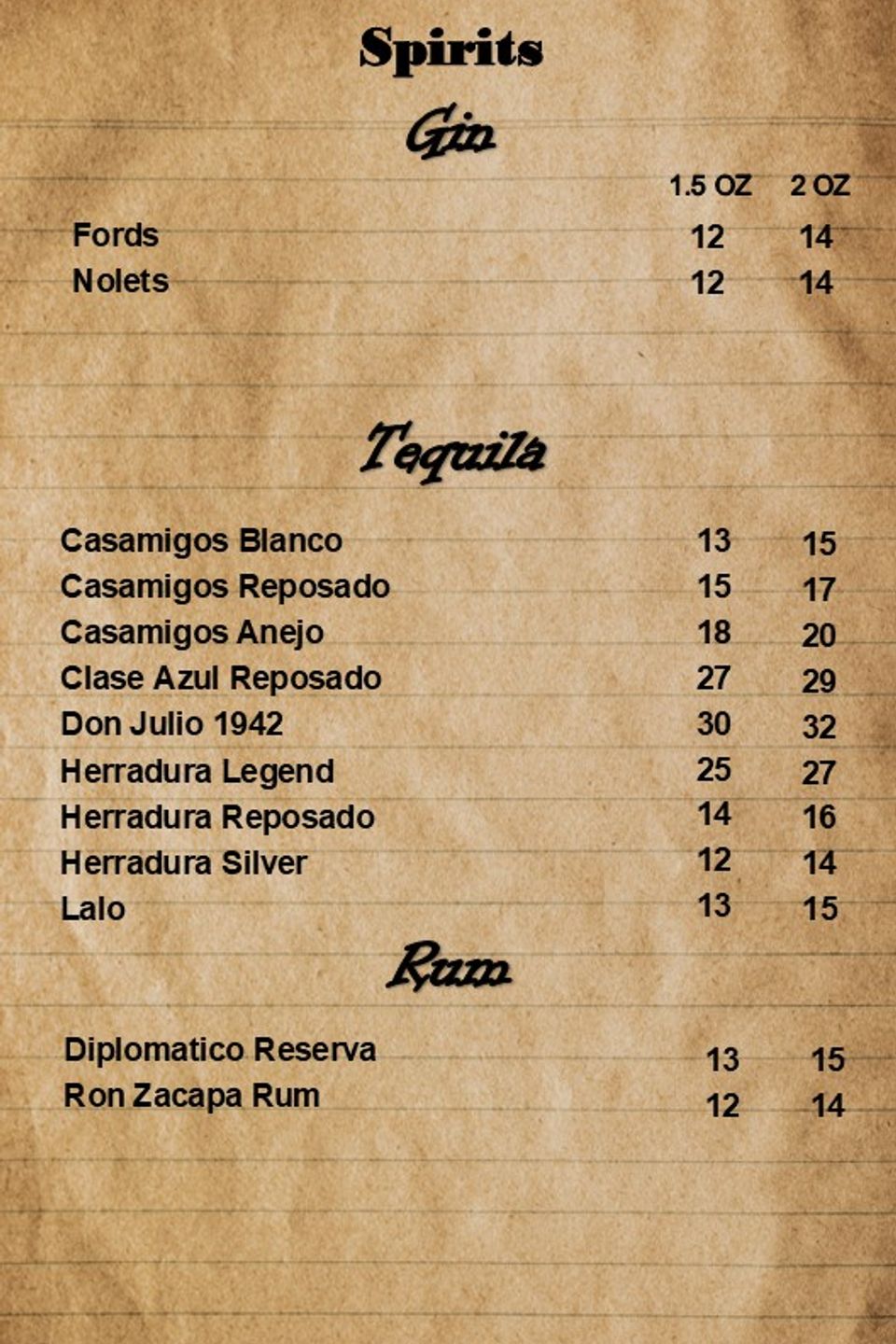 New drink menu summer 2024 price changed   copy
