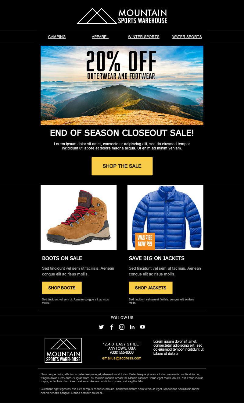 Email layouts template 1 example