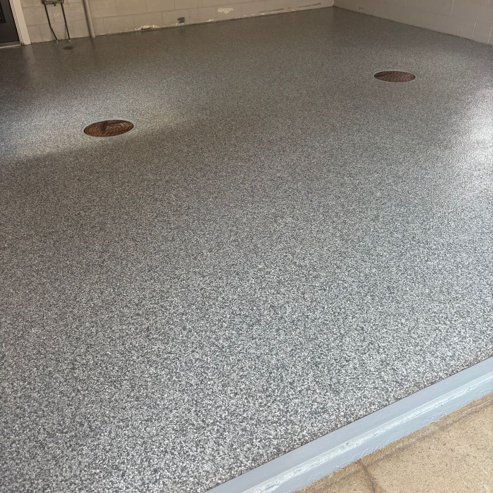 Epoxy floor shining after installation done by Floorific Creations in Northeast Ohio