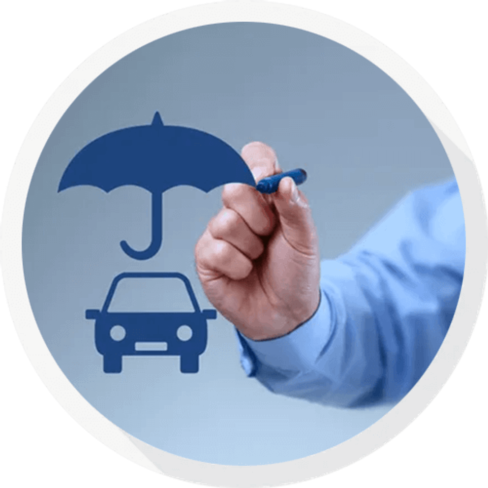 Man drawing car with umbrella