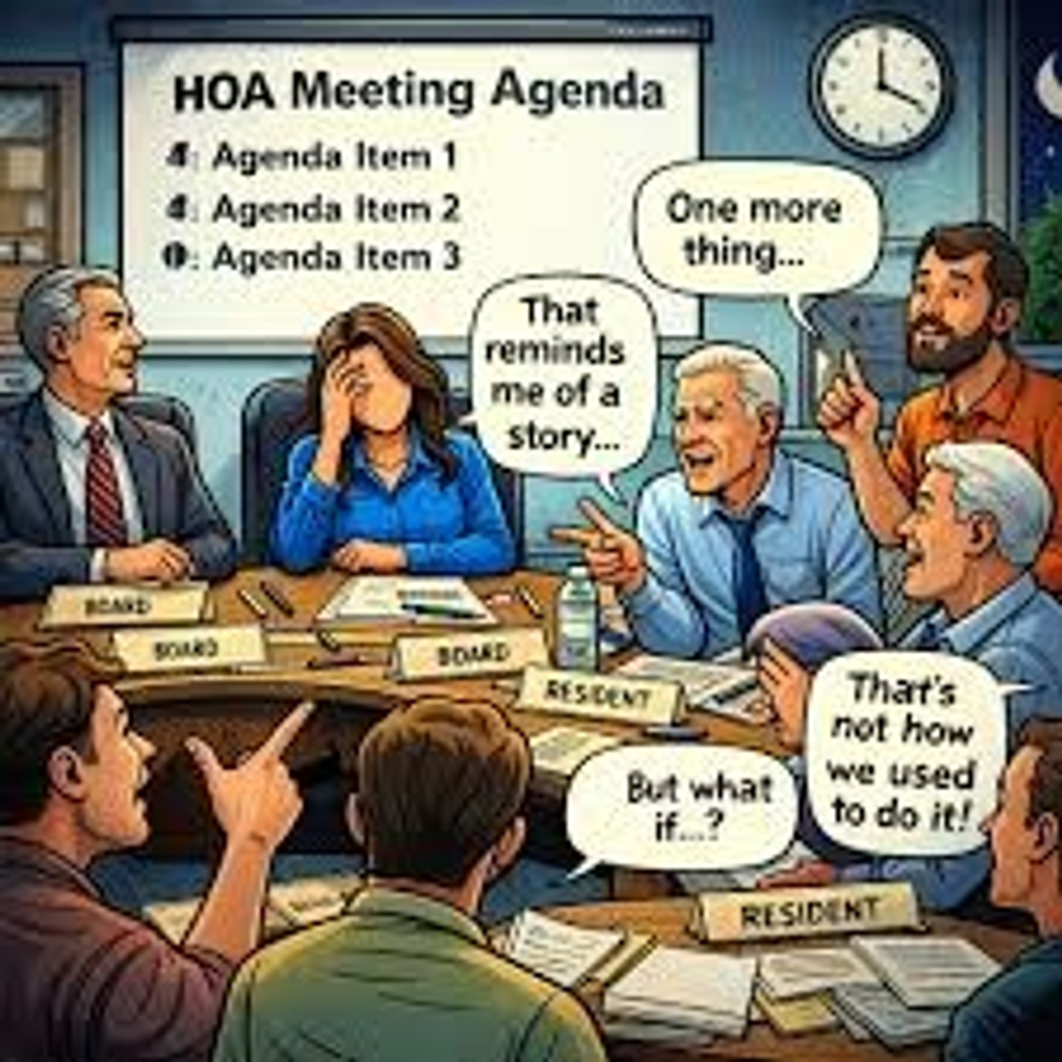 Frustrated condo board meeting