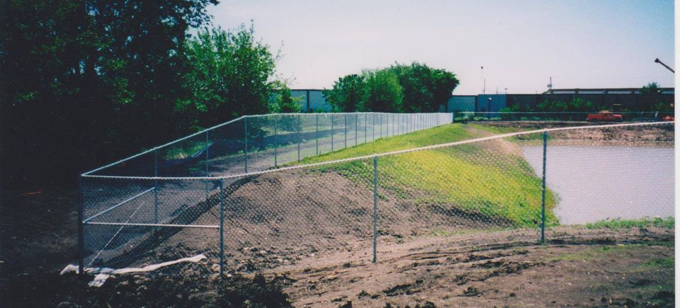 Chain link fence on a slope