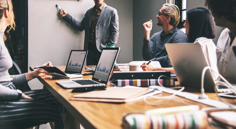 Group diverse people having business meeting