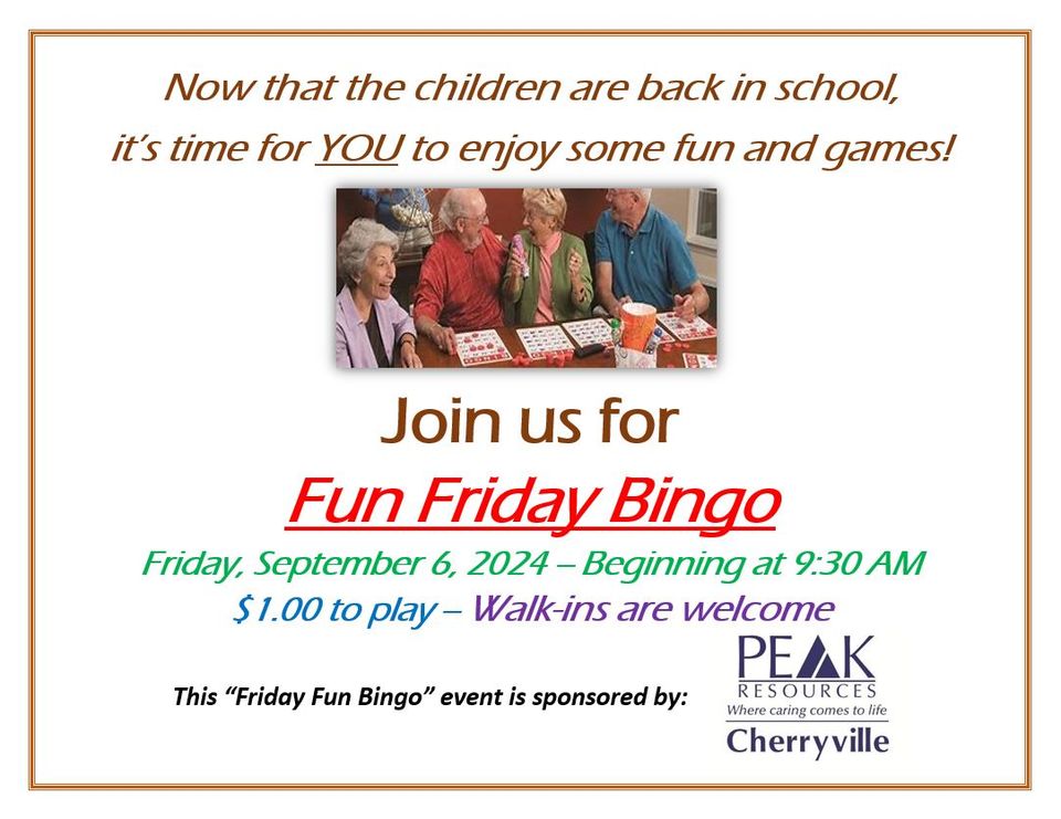 Fun friday bingo 9 6