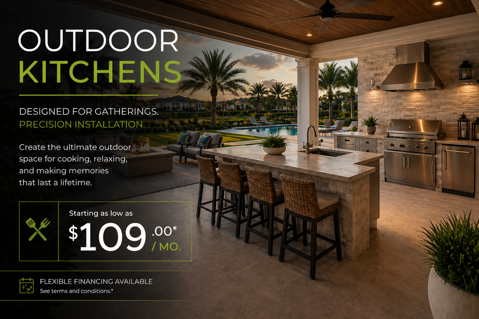 Outdoor Kitchens starting as low as $109. monthly