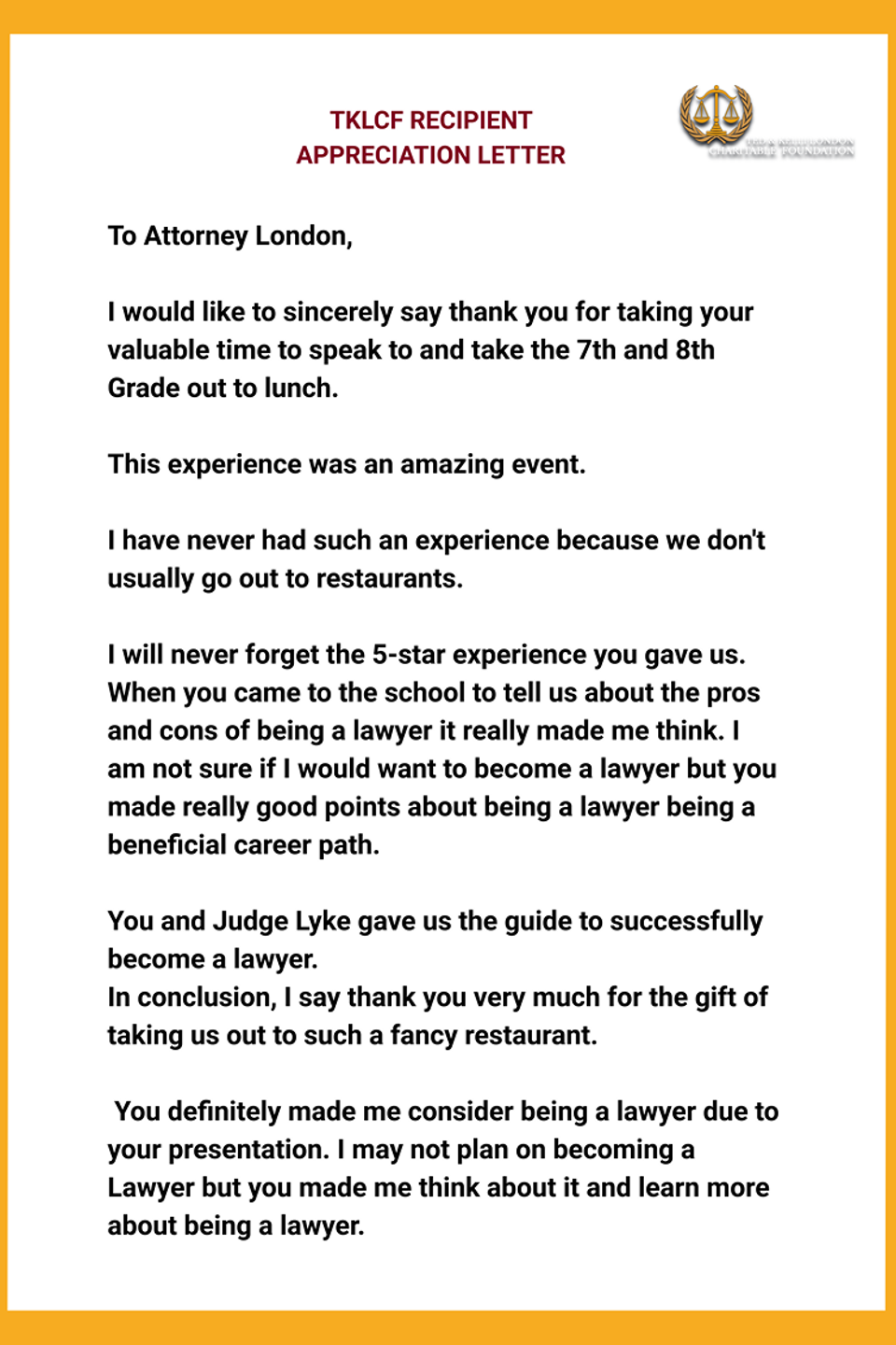 Tklcf appreciation letter 13