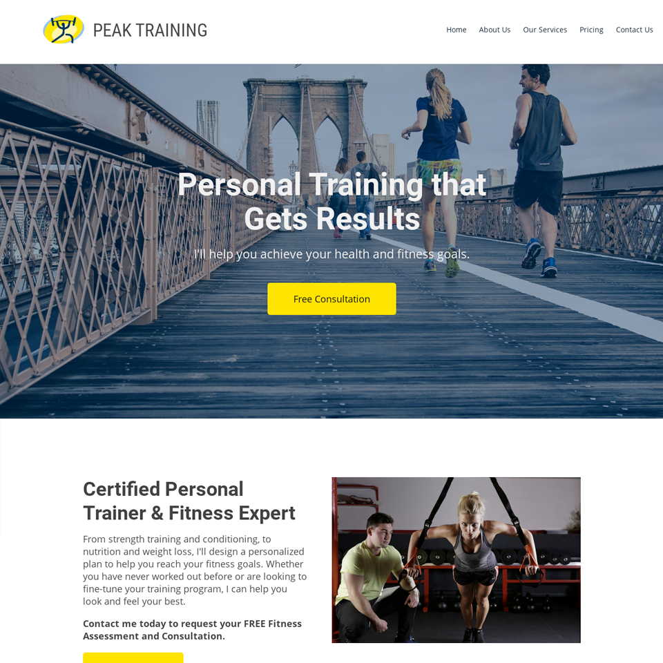 Personal trainer website design theme 960x960