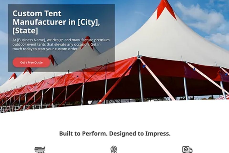 Tent manufacturer website design theme original