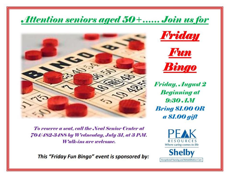 Fun friday bingo aug
