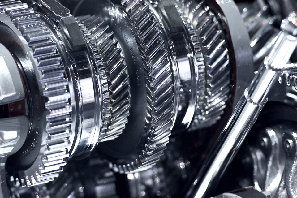 Close-up of transmission gears used for professional transmission repair and replacement services.
