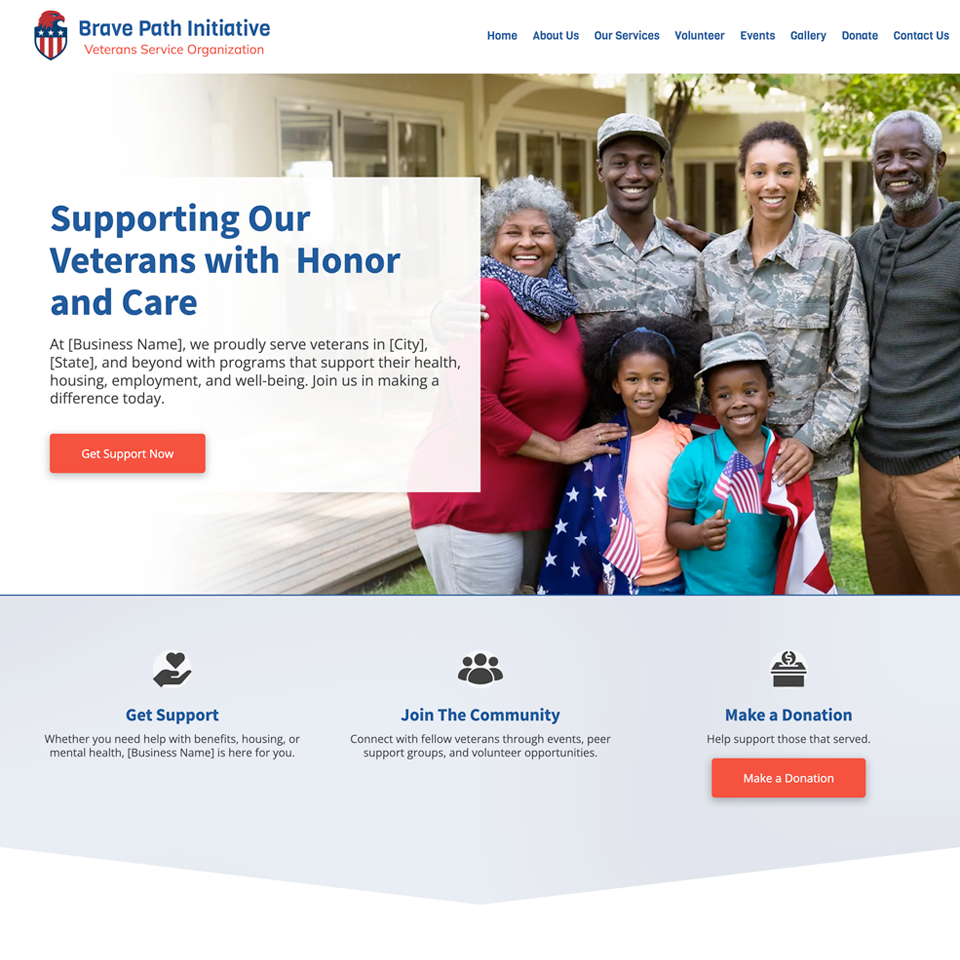 Veterans website design theme