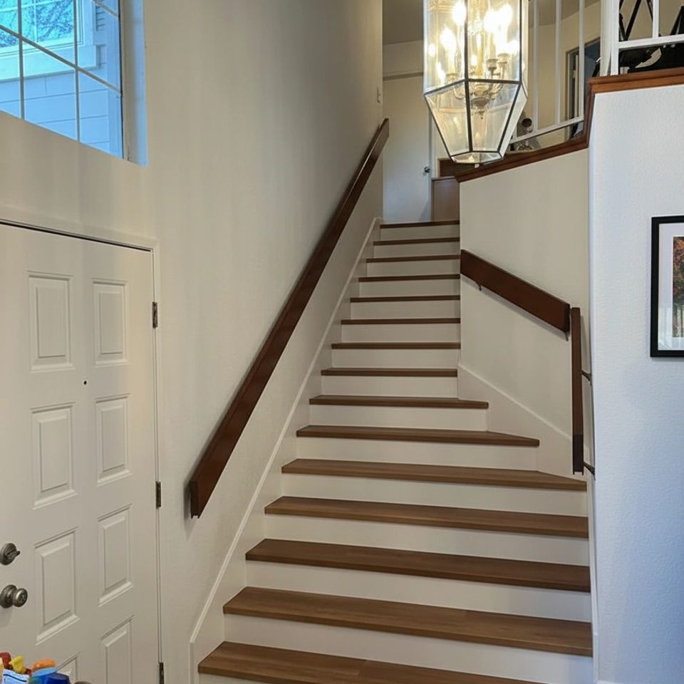 Durable solid hardwood flooring replacement for a residential living room  increasing home value with expert installation.