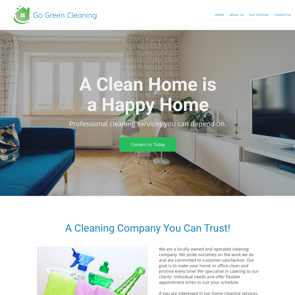 House cleaning website design 960x960