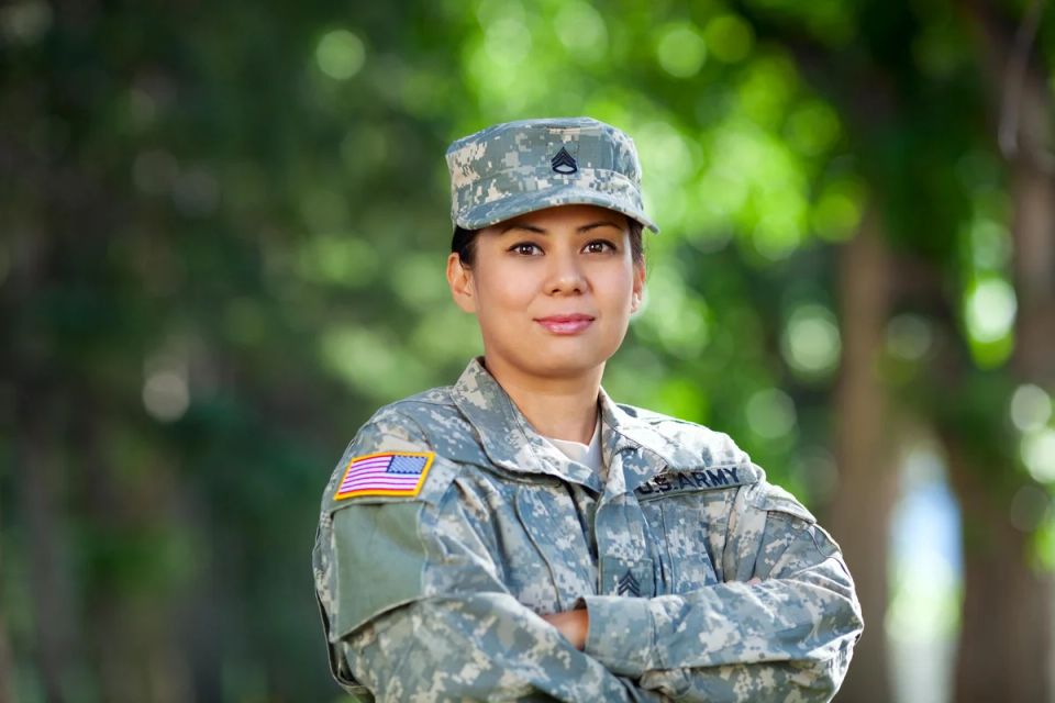 Female american soldier series outdoor portrait